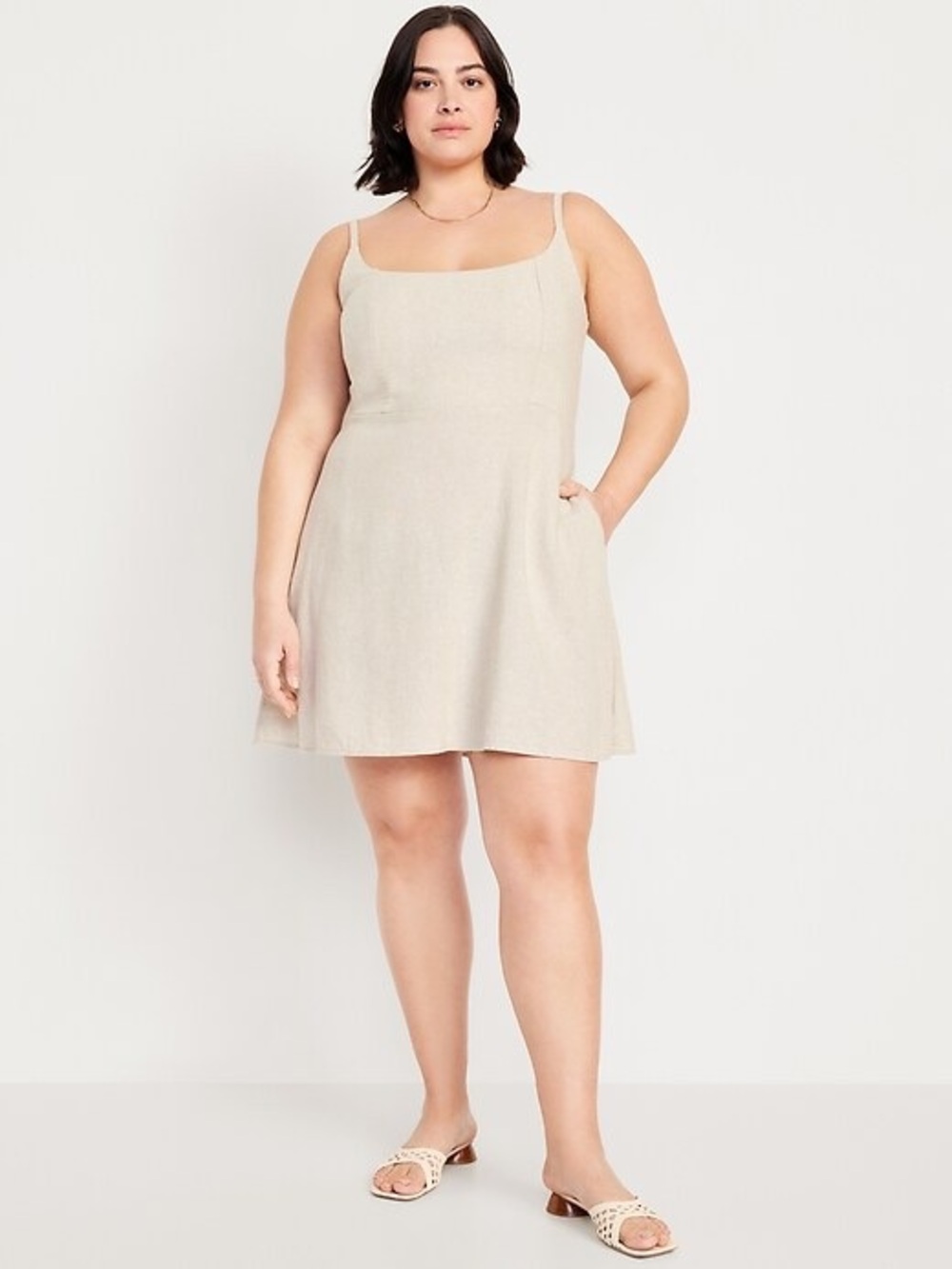 Old Navy Cream Square-Neck A-Line Mini Dress XL